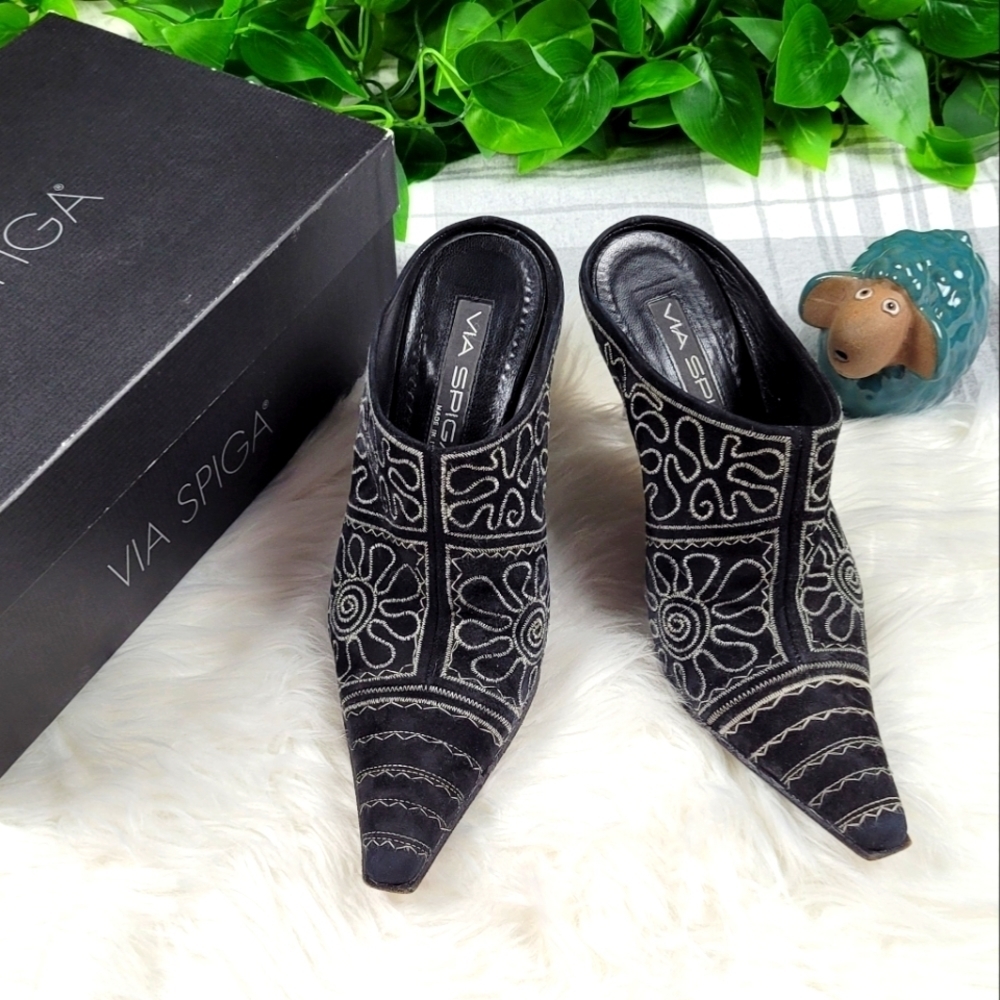 Via Spiga Leather Heeled Mules